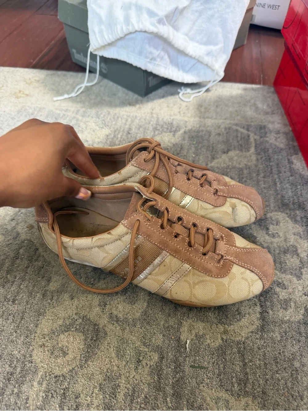 Coach Women’s Beige & Tan Signature Canvas Sneakers